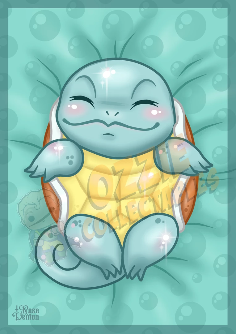 RoseDemon Pokémon - Sleepy Squirtle - Rose Demon Art Print Poster 1 RoseDemon Pokémon - Sleepy Squirtle - Rose Demon Art Print Poster