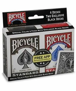 Ozzie Collectables Bicycle Standard Index 4 Pack Playing Cards Black And Red