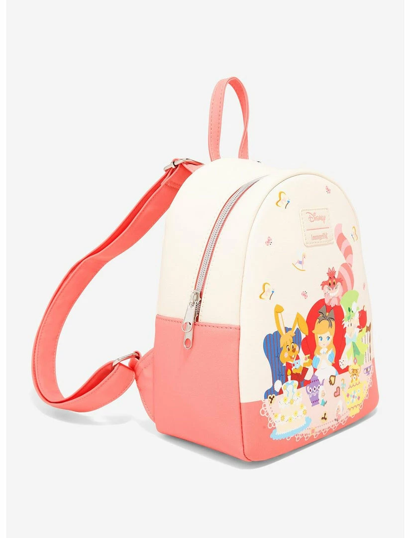 Loungefly Disney Alice In Wonderland Pink Tea Party Mini Backpack 2 Loungefly Disney Alice In Wonderland Pink Tea Party Mini Backpack