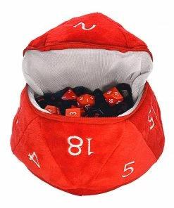Ozzie Collectables D&D D20 Plush Red And White Dice Bag Bags & Wallets