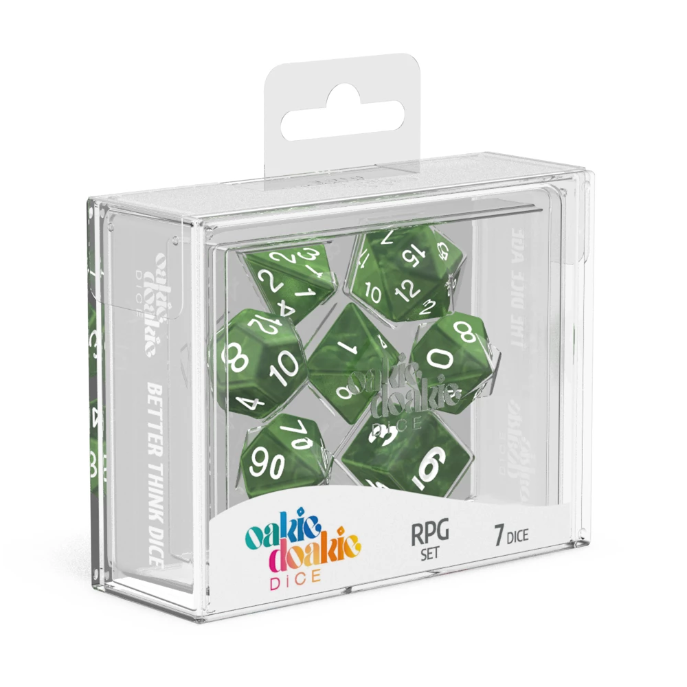Ozzie Collectables Oakie Doakie Dice RPG Set Marble - Green (7) All Board Games 1 Ozzie Collectables Oakie Doakie Dice RPG Set Marble - Green (7) All Board Games