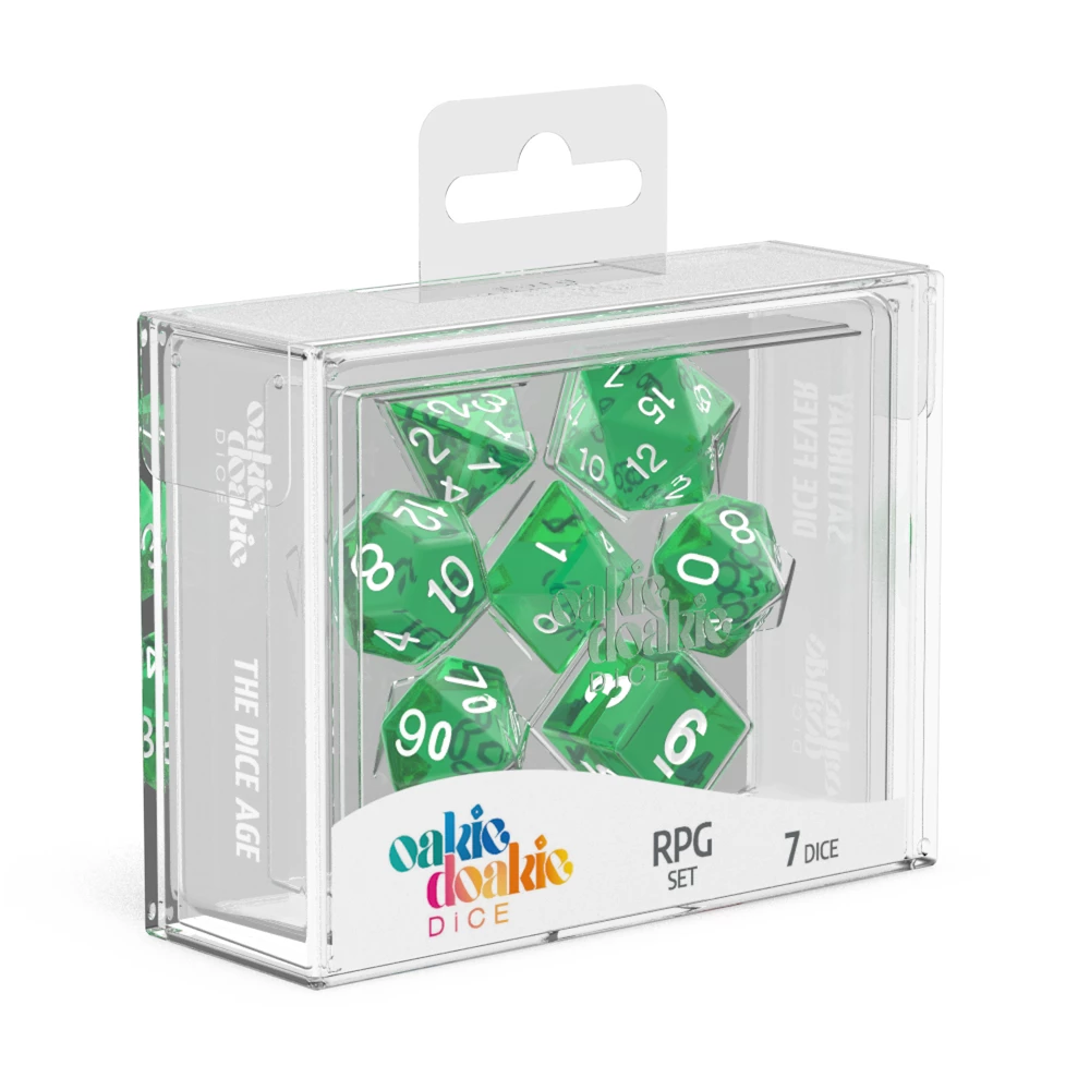 Ozzie Collectables All Board Games Oakie Doakie Dice RPG Set Translucent - Green (7) 1 Ozzie Collectables All Board Games Oakie Doakie Dice RPG Set Translucent - Green (7)