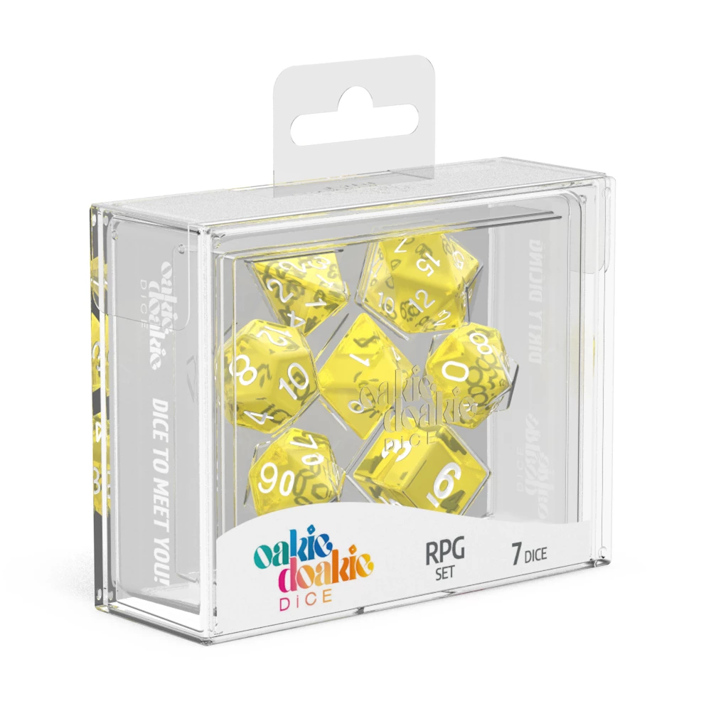 Ozzie Collectables Oakie Doakie Dice RPG Set Translucent - Yellow (7) All Board Games 1 Ozzie Collectables Oakie Doakie Dice RPG Set Translucent - Yellow (7) All Board Games