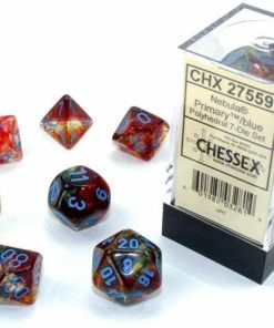 Ozzie Collectables All Board Games CHX 27559 Nebula Polyhedral Primary/Blue Luminary 7-Die Set
