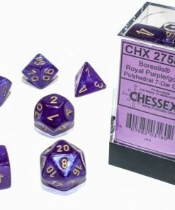 Ozzie Collectables CHX 27587 Borealis Polyhedral Royal Purple/Gold Luminary 7-Die Set