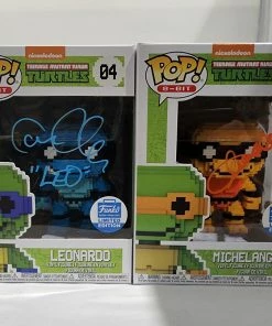 Teenage Mutant Ninja Turtle 8-Bit Funko Shop Stickered Signed Bundle - 4 Signed Pop! Vinyls