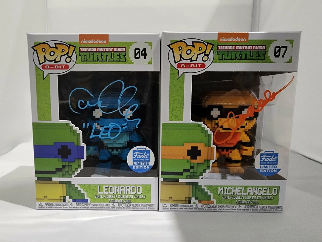 Teenage Mutant Ninja Turtle 8-Bit Funko Shop Stickered Signed Bundle - 4 Signed Pop! Vinyls 2 Teenage Mutant Ninja Turtle 8-Bit Funko Shop Stickered Signed Bundle - 4 Signed Pop! Vinyls