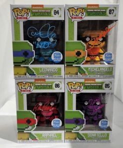 Teenage Mutant Ninja Turtle 8-Bit Funko Shop Stickered Signed Bundle - 4 Signed Pop! Vinyls