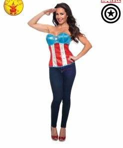 Rubies Deerfield American Dream Sequined Corset, Adult Captain America