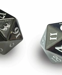ULTRA PRO - GAMING ACCESSORIES -Heavy Metal D20 2-Dice Set - Gun Metal W/ White Numbers Dice Sets