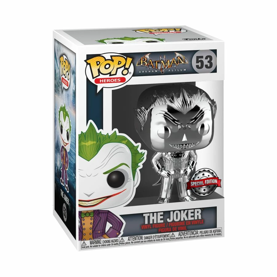 Funko Batman: Arkham Asylum - The Joker Silver Chrome US Exclusive Pop! Vinyl 2 Funko Batman: Arkham Asylum - The Joker Silver Chrome US Exclusive Pop! Vinyl
