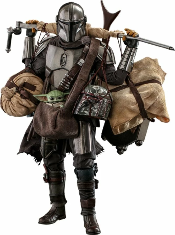 Hot Toys Star Wars: The Mandalorian - Mandalorian & Grogu Deluxe 1:6 Scale Action Figure Set 1 Hot Toys Star Wars: The Mandalorian - Mandalorian & Grogu Deluxe 1:6 Scale Action Figure Set