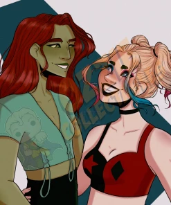 Batman - Harley Quinn & Poison Ivy - CaraLeaDraws Art Print Poster