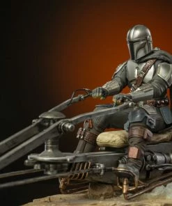 Iron Studios Star Wars: The Mandalorian - Mandalorian On Speederbike Deluxe 1:10 Scale Statue