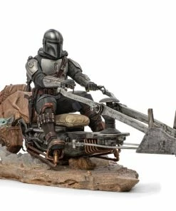 Iron Studios Star Wars: The Mandalorian - Mandalorian On Speederbike Deluxe 1:10 Scale Statue