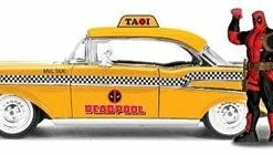 Jada Toys Deadpool (comics) - 1957 Chevy Bel Air Taxi 1:24 Hoolywood Ride Diecast Vehicle With Deadpool Diecast Cars