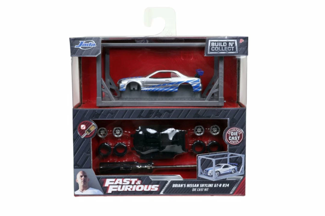 Jada Toys Fast And Furious - Brian's Nissan GT-R 1:55 Scale Diecast Model Kit Diecast Cars 1 Jada Toys Fast And Furious - Brian's Nissan GT-R 1:55 Scale Diecast Model Kit Diecast Cars