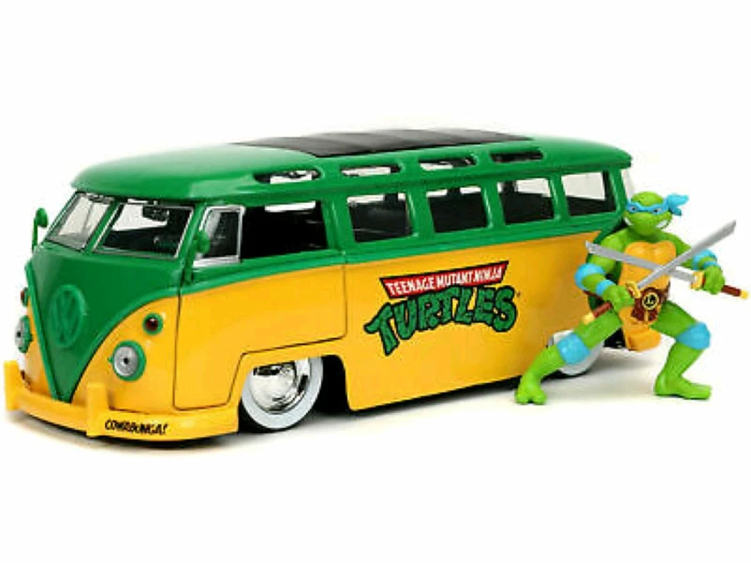 Jada Toys Diecast Cars Teenage Mutant Ninja Turtles - '62 VW Bus W/Leonardo 1:24 Scale Hollywood Ride 1 Jada Toys Diecast Cars Teenage Mutant Ninja Turtles - '62 VW Bus W/Leonardo 1:24 Scale Hollywood Ride