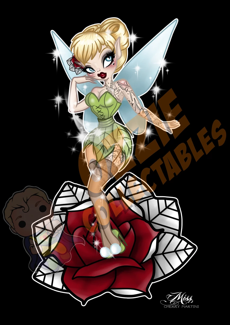 RoseDemon Disney's Peter Pan - Pin-Up Tink - Rose Demon Art Print Poster 1 RoseDemon Disney's Peter Pan - Pin-Up Tink - Rose Demon Art Print Poster