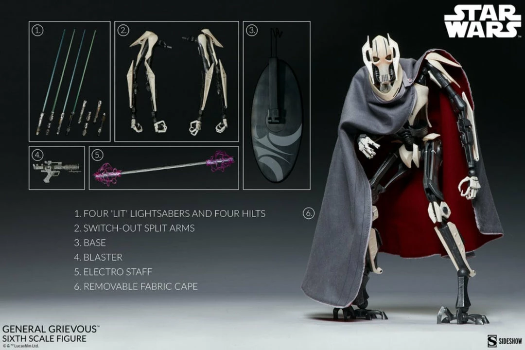 Sideshow Collectibles Star Wars - General Grievous 1:6 Scale Action Figure 7 Sideshow Collectibles Star Wars - General Grievous 1:6 Scale Action Figure