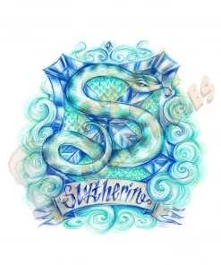 Harry Potter - Slytherine House Crest - Lucie Mammone Art Print Poster