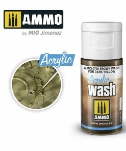 Ozzie Collectables Ammo By MIG Acrylic Washes: Brown Wash For Dark Yellow 15ml All Board Games