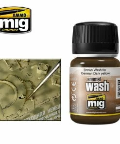 Ozzie Collectables Ammo By MIG Enamel Washes Brown Wash For German Dark Yellow 35ml