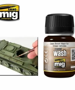 Ozzie Collectables Ammo By MIG Enamel Washes Dark Brown Wash For Green Vehicles 35ml All Board Games