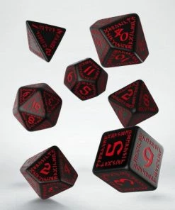 Ozzie Collectables Q Workshop Runic Black & Red Dice Set 7 All Board Games
