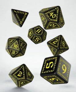 Ozzie Collectables All Board Games Q Workshop Runic Black & Yellow Dice Set 7