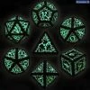 Ozzie Collectables Q Workshop Elvish Black & Glow-in-the-Dark Dice Set 7 All Board Games