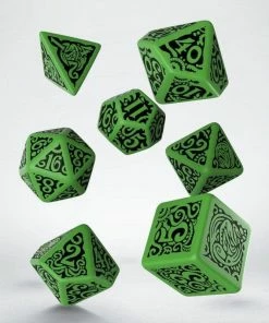 Ozzie Collectables Q Workshop Celtic 3D Green & Black Revised Dice Set 7
