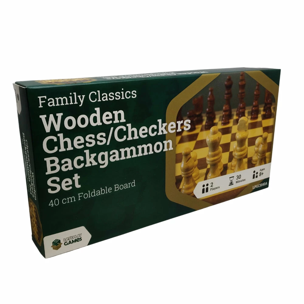 Ozzie Collectables All Board Games LPG Wooden Folding Chess/Checkers/Backgammon Set 40cm 2 Ozzie Collectables All Board Games LPG Wooden Folding Chess/Checkers/Backgammon Set 40cm