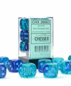 Ozzie Collectables CHX 26663 Gemini 16mm D6 Blue-Blue/Light Blue Luminary Block (12) All Board Games