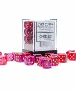 Ozzie Collectables All Board Games CHX 26867 Gemini 12mm D6 Translucent Red-Violet/Gold Block (36)
