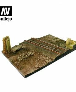 Ozzie Collectables All Board Games Vallejo Scenics Bases 1/35 - 31x21 Country Road Cross With Railway Section Diorama Base