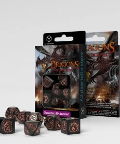 Ozzie Collectables Q Workshop Dragons Black & Copper Modern 7 Dice Set