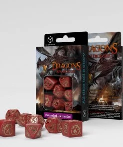 Ozzie Collectables Q Workshop Dragons Red & Gold Modern 7 Dice Set