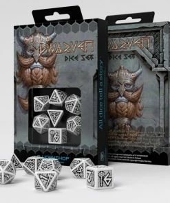 Ozzie Collectables Q Workshop Dwarven White & Black Dice Set 7