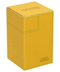 Ozzie Collectables Ultimate Guard Flip N Tray Deck Case 100+ Standard Size XenoSkin Amber Deck Box