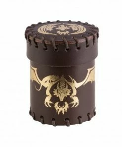 Ozzie Collectables Q Workshop Dragon Brown & Golden Flying Leather Dice Cup All Board Games