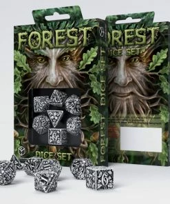 Ozzie Collectables Q Workshop Forest 3D White & Black Dice Set 7