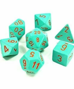 Ozzie Collectables All Board Games CHX 30039 Heavy Polyhedral Turquoise/Orange 7-Die Set