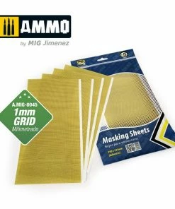 Ozzie Collectables Ammo By MIG Accessories Masking Sheets 1mm Grid (x5 Sheets, 290mm X 145mm, Adhesive) All Board Games