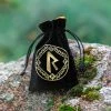 Ozzie Collectables Q Workshop Runic Black & Golden Velour Dice Bag Bags & Wallets