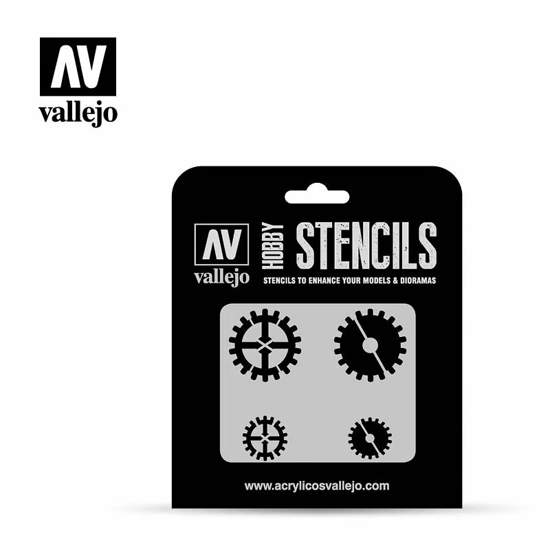 Ozzie Collectables Vallejo Stencils - Sci-Fi & Fantasy - Gear Markings 1 Ozzie Collectables Vallejo Stencils - Sci-Fi & Fantasy - Gear Markings