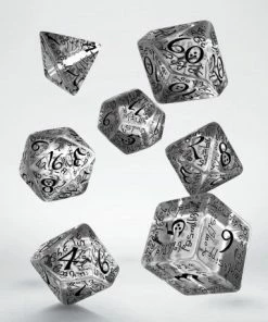 Ozzie Collectables Q Workshop Elvish Translucent & Black Dice Set 7 All Board Games