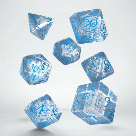 Ozzie Collectables Q Workshop Elvish Translucent & Blue Dice Set 7 1 Ozzie Collectables Q Workshop Elvish Translucent & Blue Dice Set 7