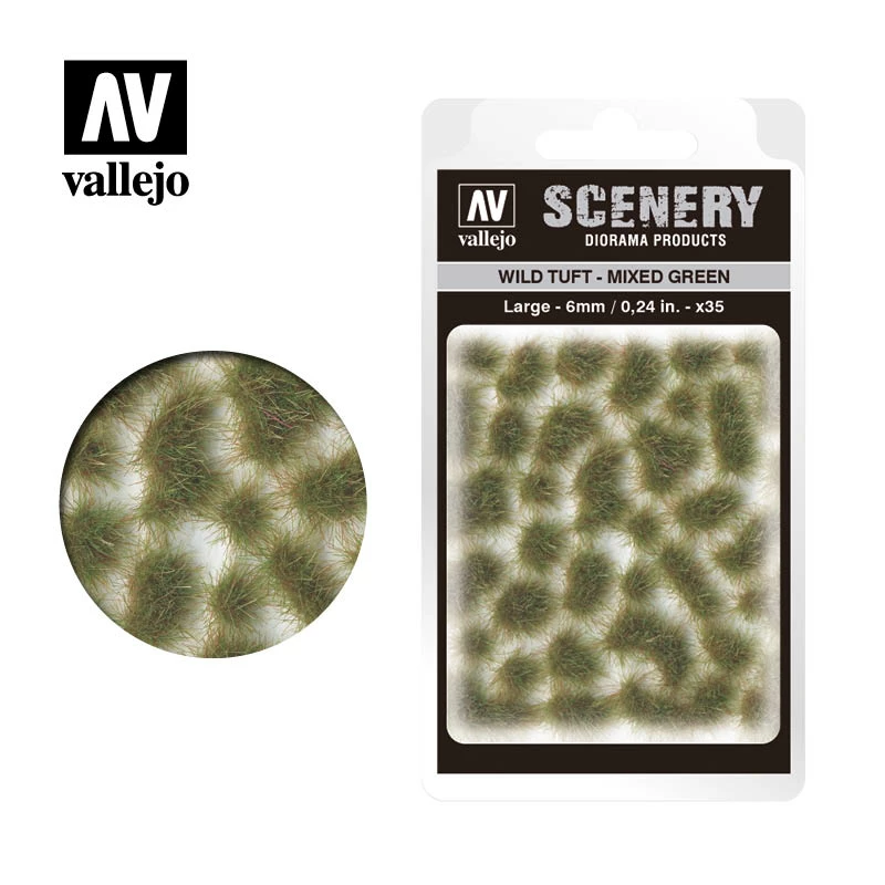 Ozzie Collectables Vallejo Scenery - Wild Tuft - Large - Mixed Green 1 Ozzie Collectables Vallejo Scenery - Wild Tuft - Large - Mixed Green