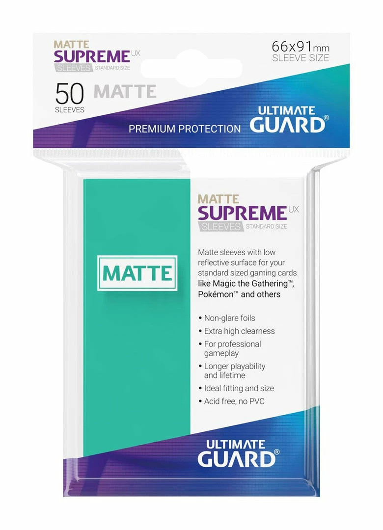 Ozzie Collectables All Board Games Ultimate Guard Supreme UX Sleeves Standard Size Matte Turquoise (50) 1 Ozzie Collectables All Board Games Ultimate Guard Supreme UX Sleeves Standard Size Matte Turquoise (50)